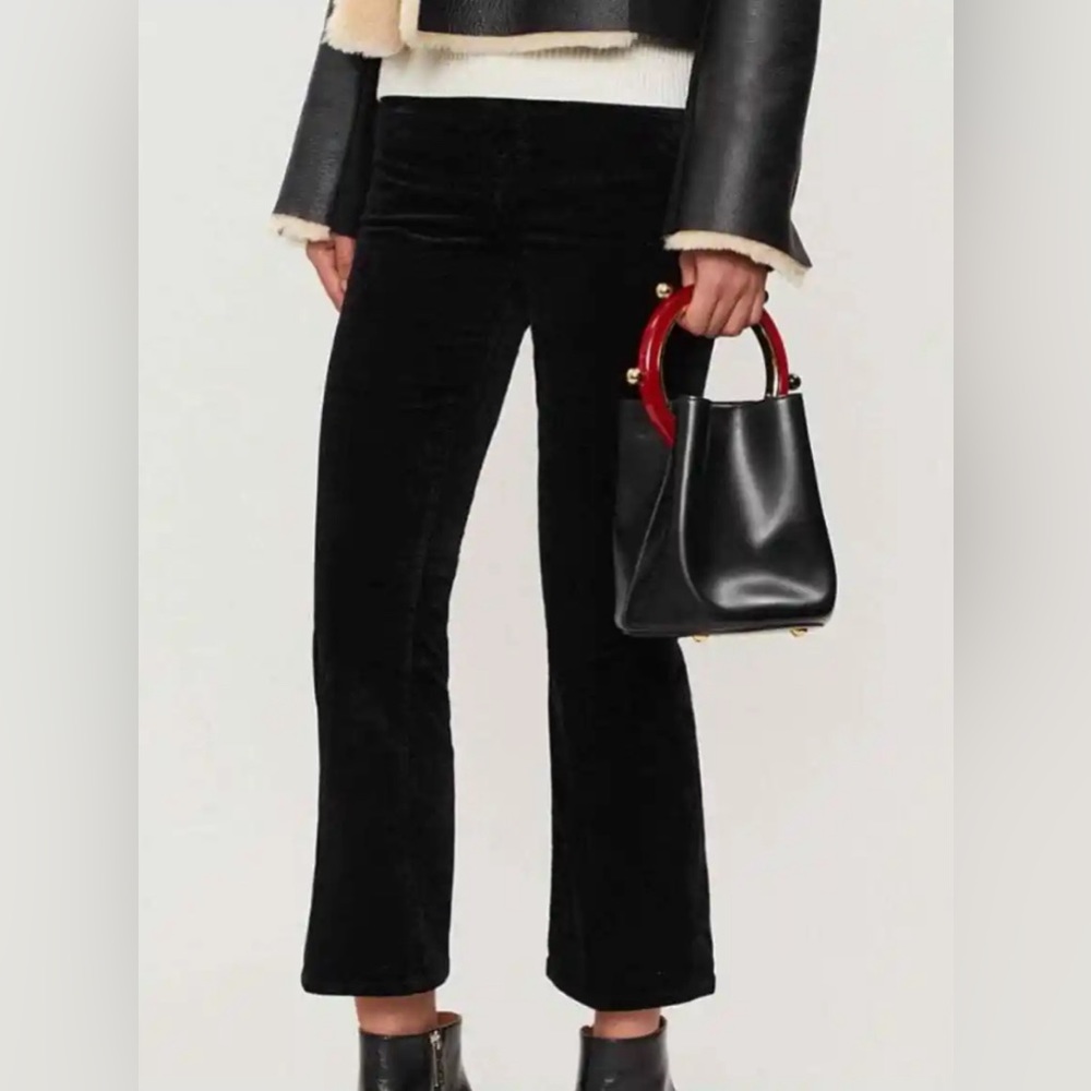 J BRAND “Selena” size 28 Black Velvet crop boot cut jean